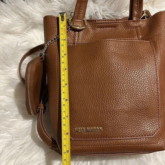 Brown Leather Tote Bag with Pouch - Picture 6 of 7